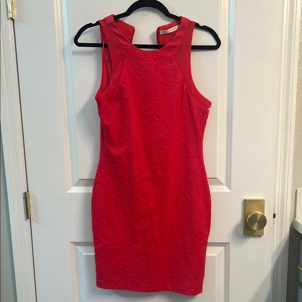 Zara Red Halter Bodycon Mini Dress